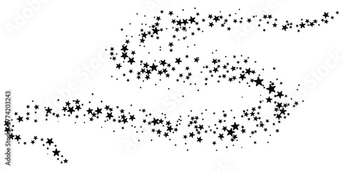 Flying stars. Starry vector decoration effect. Glowing particles, warm light, and stardust create a luxurious for holiday and New Year cards, eps 10.