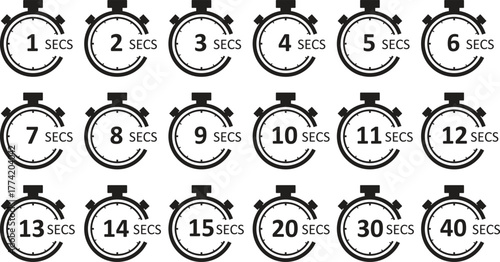 Clock Timer Countdown Set – Time and Stopwatch Vector Illustration Isolated