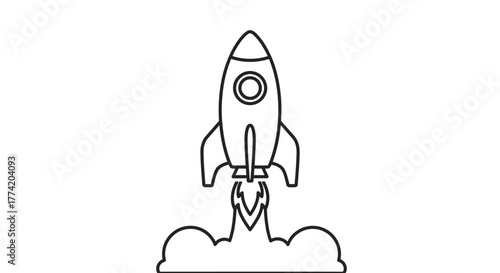 Simplified rocket launch icon depicting technological innovation and aspiration, perfect for