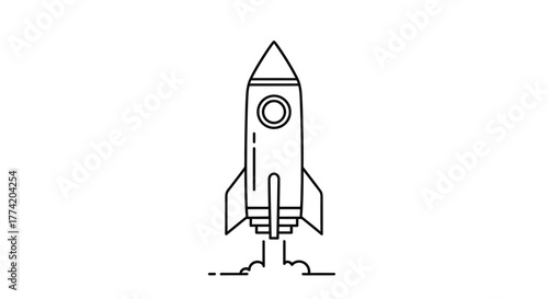 Illustration of a linear rocket taking off symbolizing launch and innovation concept