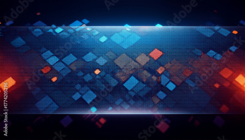 Abstract pixel banner design with mosaic edges for horizontal title headers and modern web layouts.