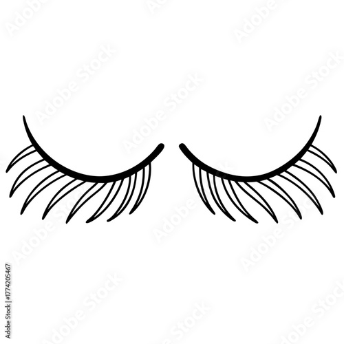 Two Eyelashes Icon One Line Drawing Minimalist Outline Vector Design