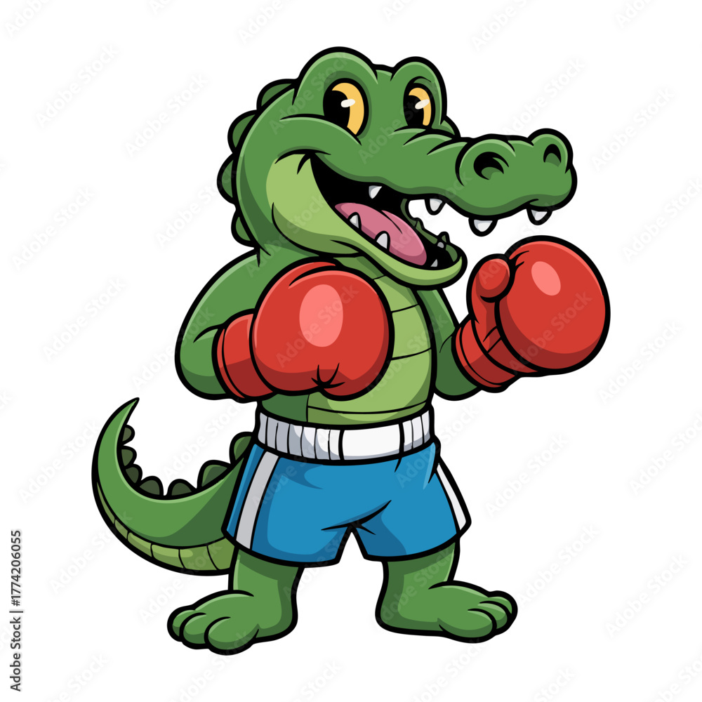 Obraz premium Cartoon Crocodile Boxer Ready to Fight