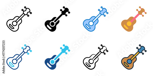 Ukulele icon set multiple style collection 

