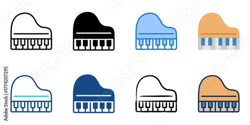 Piano icon set multiple style collection 
