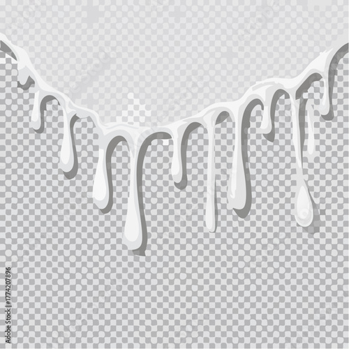 Firefly Comic-style Dripping White Liquid Effect, Black Outline, Transparent Background