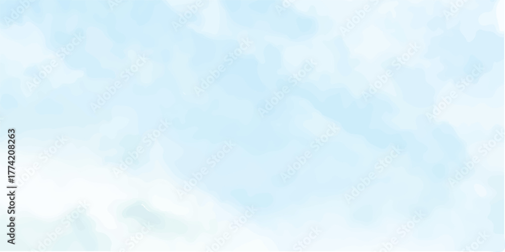 Fototapeta premium Abstract background with panorama of blue sky and white cloud nature design. horizon spring morning sky with clouds background. hand painted watercolor shades sky clouds.