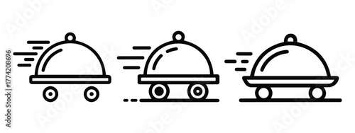 Fast food delivery Line icon set.