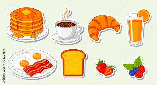 Delicious Breakfast Food Stickers & Icons