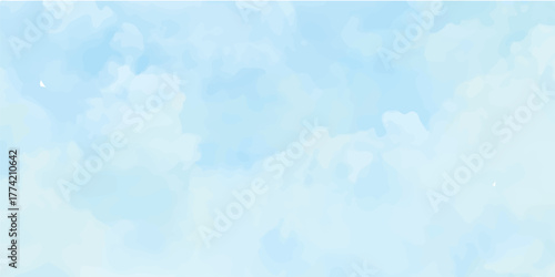 Bright blue sky with fluffy white clouds on a clear summer day