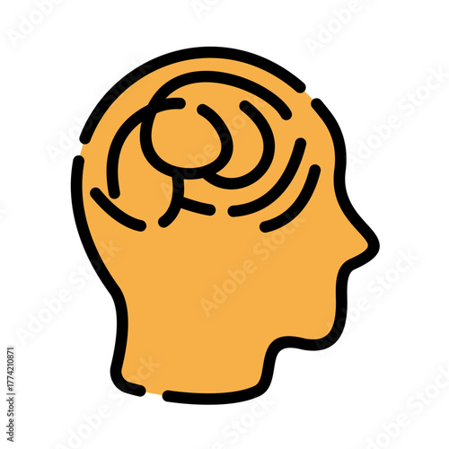 Mental health filled line color icon. Psychosis illustration