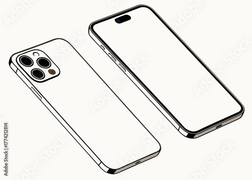 Modern smartphone design front and back views