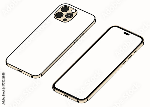 Two modern smartphones with blank screens and camera arrays