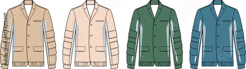 Variety of Fashionable Jackets in Different Colors Displayed in a Row for a Stylish Look