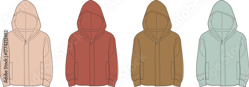 Variety of Hooded Sweatshirts Fashionable Apparel in Diverse Colors