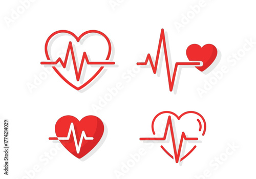 Heartbeat Icons Medical Health and Wellness Symbols.