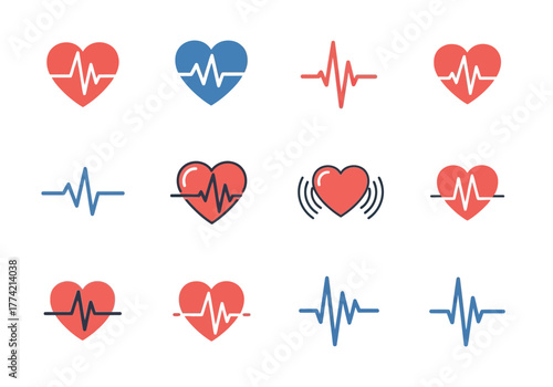 Heartbeat Icons Medical and Health Vector Symbols.