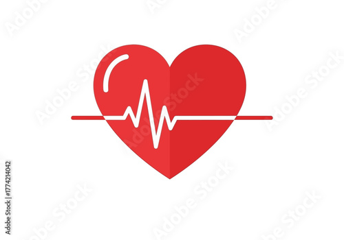 Heart Health Icon with Pulse Line for Medical Concepts.