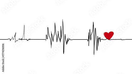 ミニマリストのシンプルな心拍線デザイン