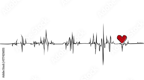 ミニマリストのシンプルな心電図ラインのイラスト