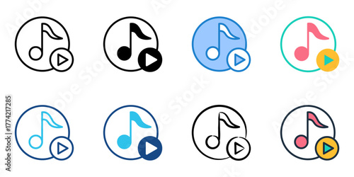 Music player icon set multiple style collection 
