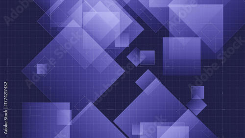 Futuristic 3D abstract render showing translucent rectangles on grid