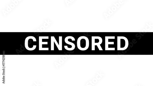 Censored Black and White Image with Bold Text Covering Content
