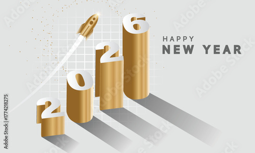 2026 Happy New Year Background Design. Greeting Card, Banner, Poster. Vector Illustration.