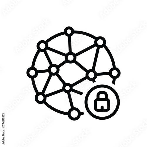 Black line icon for network security
