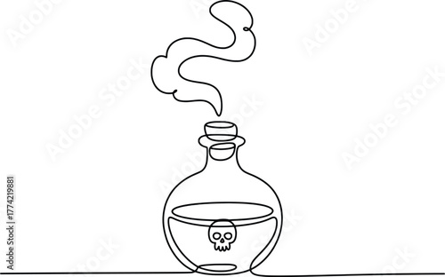 Mysterious potion bottle with swirling smoke mysterious potion bottle with swirling smoke mysterious potion
