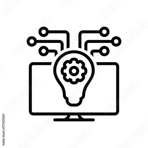 Black line icon for technology