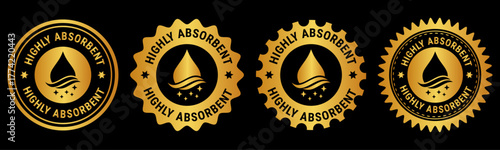 Gold Highly Absorbent Badge Label Vector Icon Collection