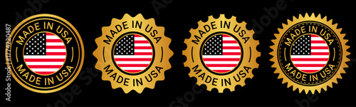 Made in USA Gold Seal American Flag Product Badge Label Design
