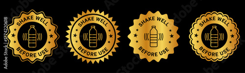 Shake Well Before Use Gold Badge Labels Stickers for Bottles Packaging