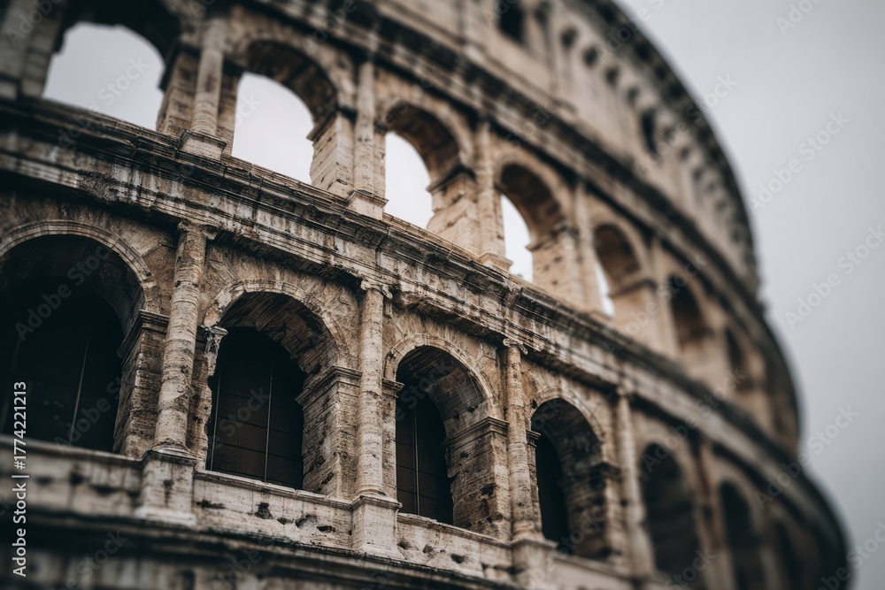 Fototapeta premium Ancient stone arches rise against a cloudy sky.