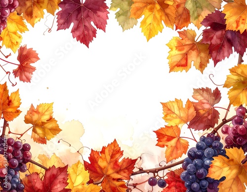 Autumn Grapevine Leaves Background.