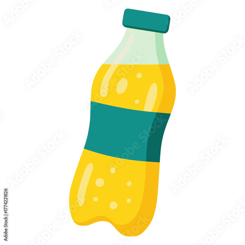 orange soda inside bottle drink beverage flat color vector illustration template design