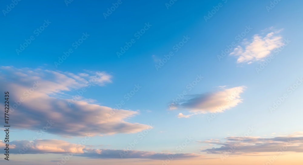 Fototapeta premium Blue sky with soft clouds a serene and peaceful background perfect for design elements and presentat