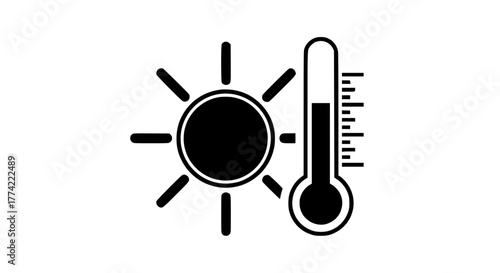 Sun thermometer temperature heat hot weather climate forecast summer warm degree celsius fahrenheit icon
