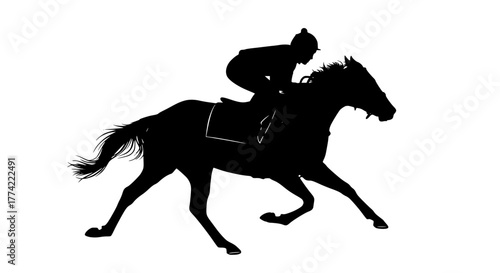 Horse racing silhouette vector image featuring equestrian sport and thoroughbred racehorse for design needs