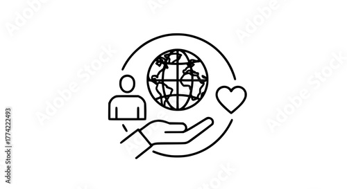 World care hand love person global support charity helping humanity earth community giving kindness concept
