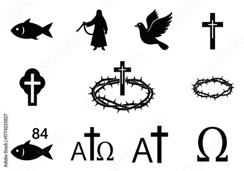 Diverse Christian Religious Symbols and Icons Silhouette Pack