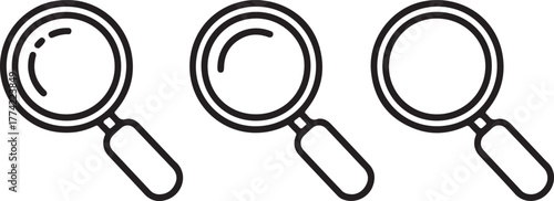 Simple Magnifying Glass Search Outline Vector Icon Set