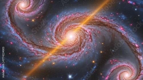 A cosmic view of two intergalactic spiral galaxies colliding