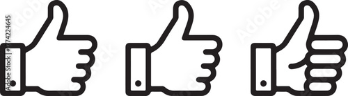 Thumbs Up Like Symbol Outline Vector Icon Set