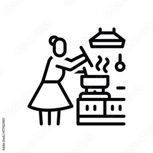Black line icon for safe cooking