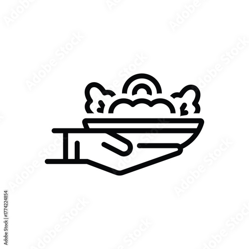 Black line icon for safe handling