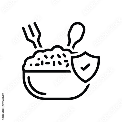 Black line icon for safety measures