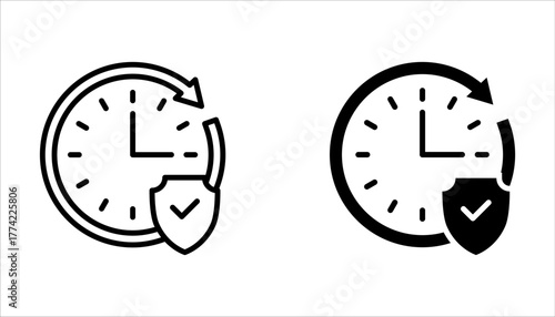 Long Term Protection thin line vector icon set on white background