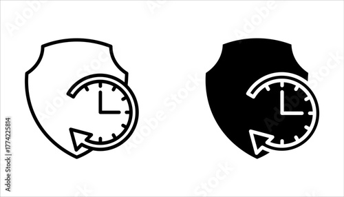 Long Term Protection thin line vector icon set on white background